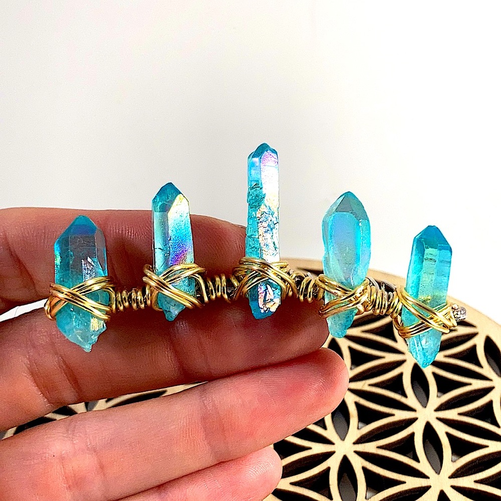 CUSTOM Aqua Angel Aura Pixie Crown